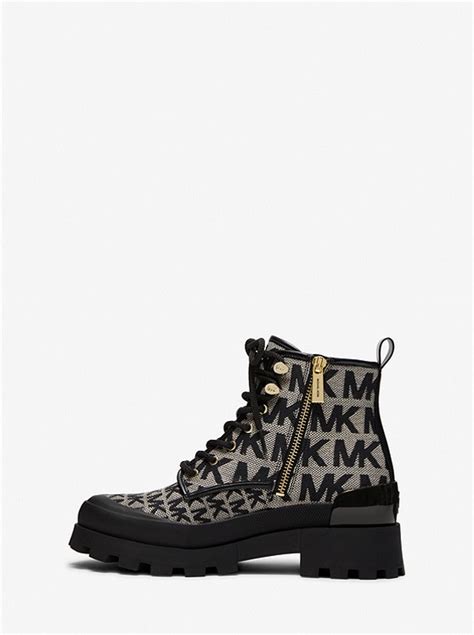 michael michael kors payton logo jacquard combat boot|Payton Logo Jacquard Combat Boot .